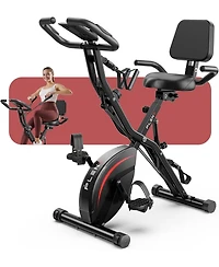 Fed Fitness 5-in-1 Folding Exercise Bike with 6.6LB Flywheel, 330LB Capacity, Magnetic Resistance, Lcd Monitor