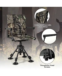 Gouun Folding 360-Degree Swivel Camping Chair with 4 Adjustable Legs and Portable Carry Design