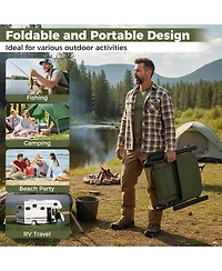 Gouun Oversized Foldable Fishing Chair for Adults with Padded Armrests, Cup Holder and Carry Bag