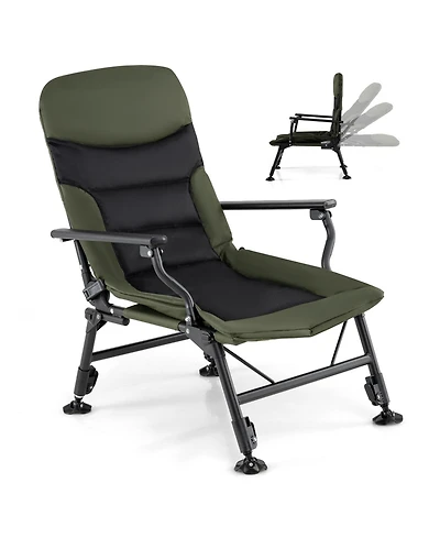Gouun Oversized Foldable Fishing Chair for Adults with Padded Armrests, Cup Holder and Carry Bag