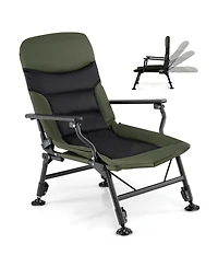 Gouun Oversized Foldable Fishing Chair for Adults with Padded Armrests, Cup Holder and Carry Bag