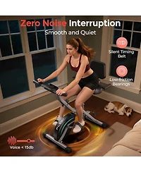 Fed Fitness 5-in-1 Magnetic Folding Exercise X-Bike, 6.6LB Flywheel, 330LB Weight Capacity, Back Support Cushion, Lcd Monitor and Resistance Bands