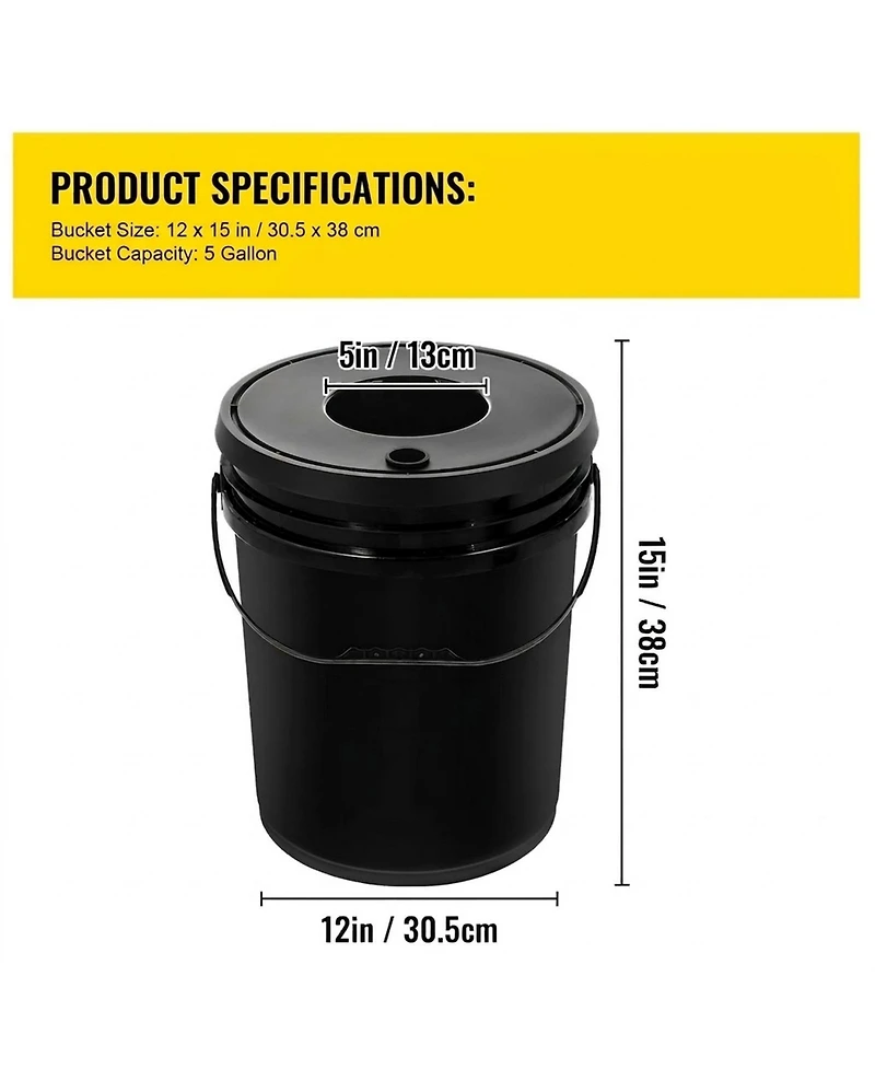 Sugift Dwc Hydroponic System, 5 Gallon 5 Buckets, Deep Water Culture Kit