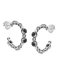 American West Jewelry Sterling Silver Agate 1 Inch Concha Hoop Earrings