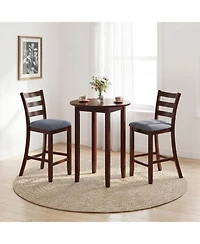 Gouun Set of 2 Counter-Height Upholstered Barstools with Rubber Wood Legs