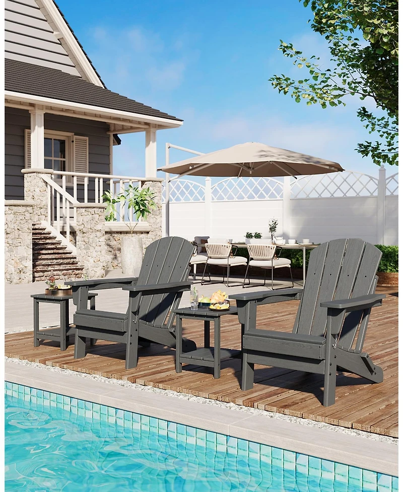 gaomon Set of 2 Hdpe Outdoor Patio Folding Adirondack Chair with Side Table for Decks, Gardens, fire Pit