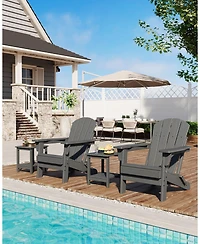 gaomon Set of 2 Hdpe Outdoor Patio Folding Adirondack Chair with Side Table for Decks, Gardens, fire Pit