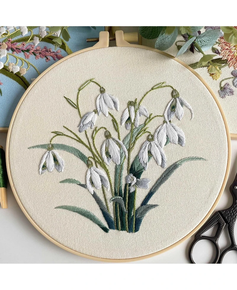 Gnuadz Embroidery Kit Adults Beginners Floral Pattern Hoops Floss Tools