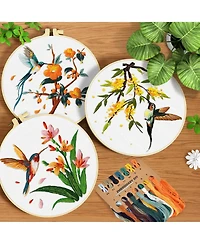Gnuadz 3 Sets Hummingbird Embroidery Kit Cross Stitch Set