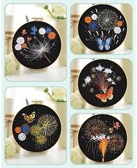Gnuadz 5 Sets Embroidery Kit Fireworks Butterfly Beginners Set
