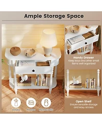 Gouun Retro 36-Inch Console Table with Drawer and Shelf