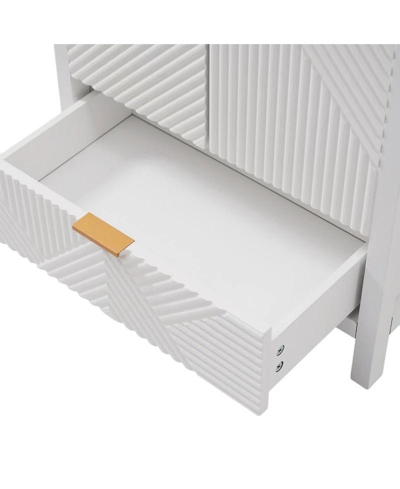 Sillysis 48 Inch Double Sink Bathroom Vanity, Freestanding Modern Mdf Cabinet with Ceramic Sinks and Soft Close Drawers
