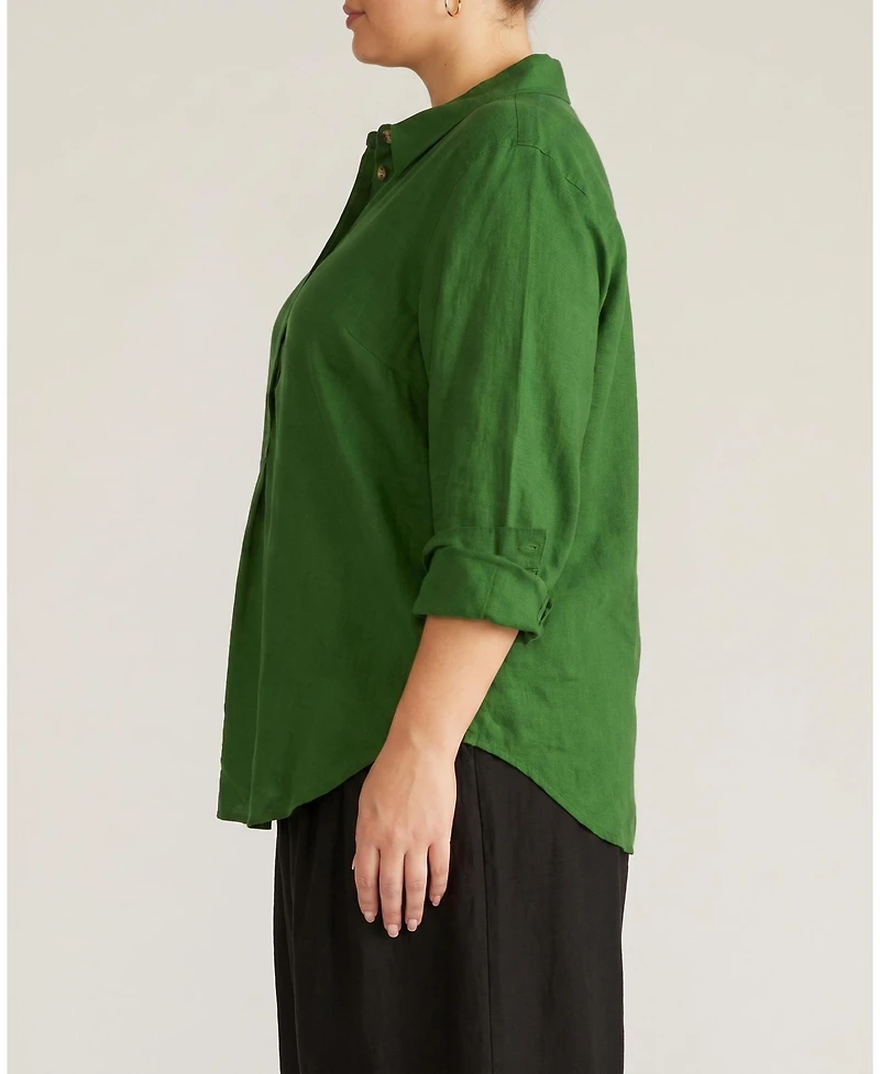 Universal Standard Plus Elbe Popover Stretch Linen Shirt
