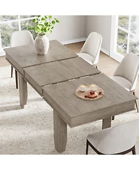 gaomon 63-86.6 in Extendable Dining Table for 6-10, Farmhouse Rectangular Kitchen Dinner Table with Sturdy Wooden Frame