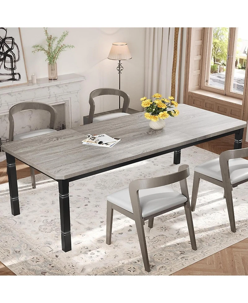 gaomon Industrial Dining Table with Chamfer Corner Kitchen Table with Heavy Duty Metal Legs for Dining Room, Kitchen, Living Room