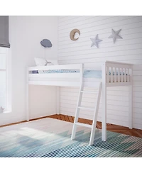 Max & Lily Twin Loft Bed, Solid Wood Beds with Ladder for Kids, Pecan