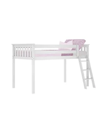 Max & Lily Twin Loft Bed, Solid Wood Beds with Ladder for Kids, Pecan