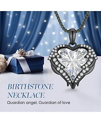 Gnuadz Angel Wings Birthstone Heart Necklace Gift