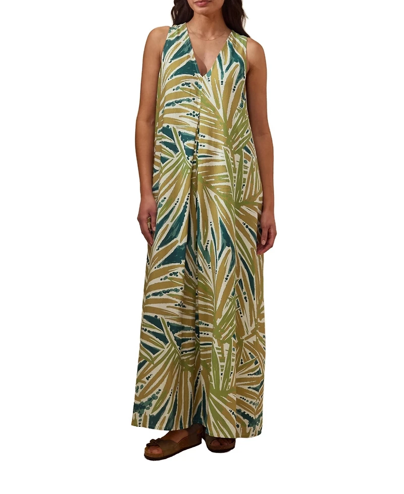 Celtic & Co. Women's Sleeveless V-Neck Linen Maxi Dress