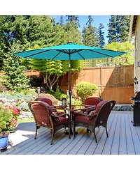 Gouun 10 feet Solar Led Patio Market Umbrella with 24 Lights, Tilt and Crank