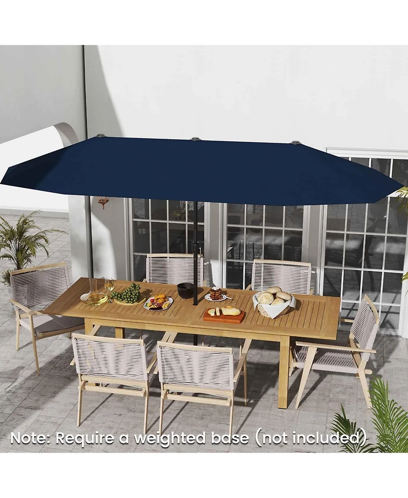 Gouun 13 feet Double-Sided Patio Market Umbrella with 12-Rib Frame and Crank Handle