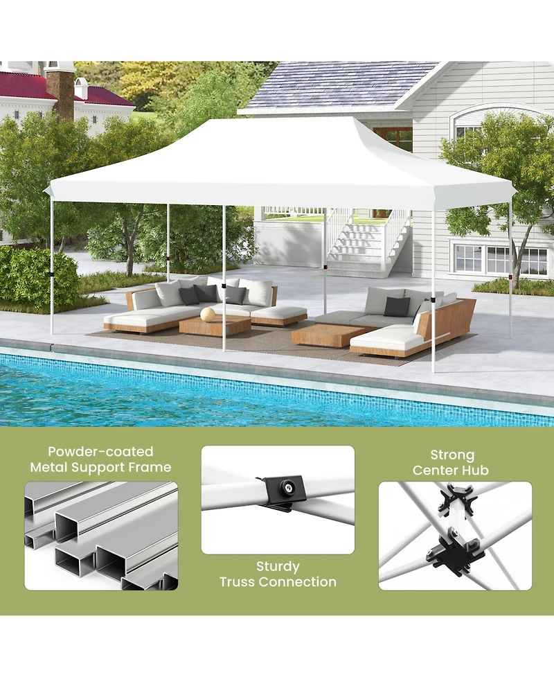 Gouun 10 x 20 feet Pop-Up Canopy Tent with 3-Level Height Adjustment and Carry Bag