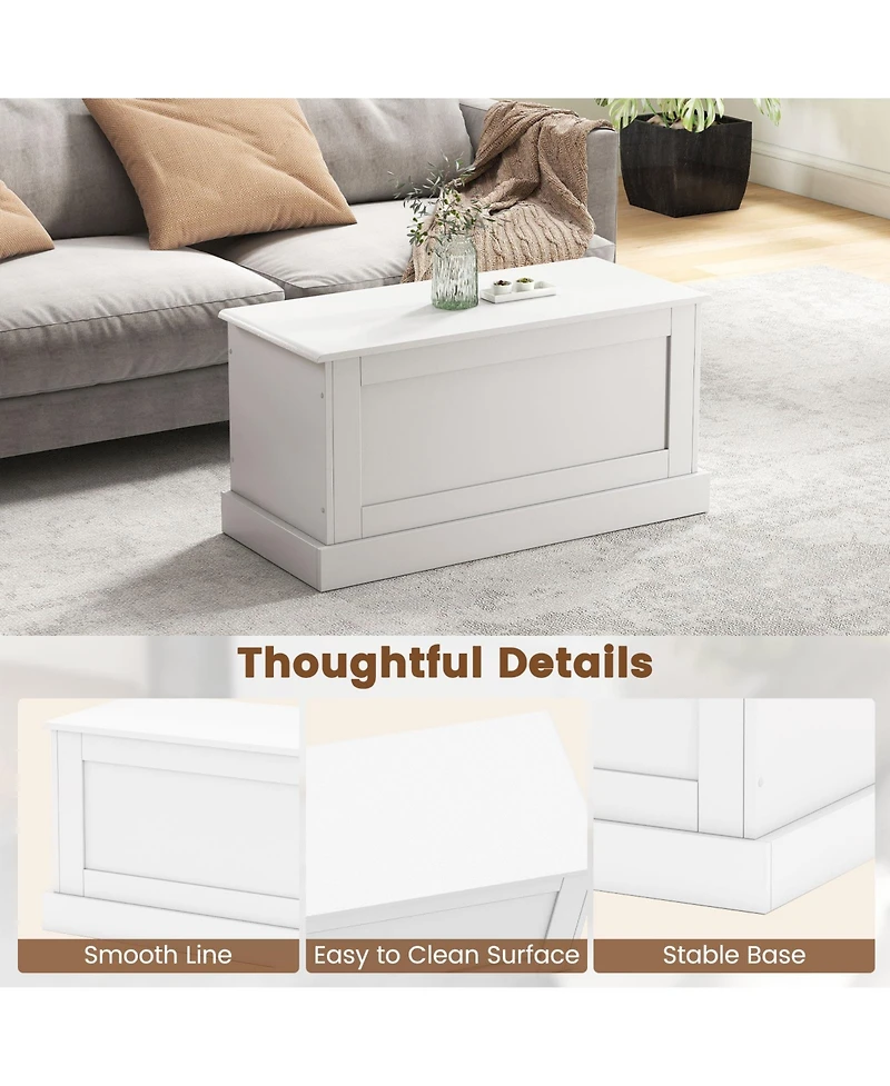Gouun Large Storage Chest with Safety Metal Hinge and Flat Top Surface