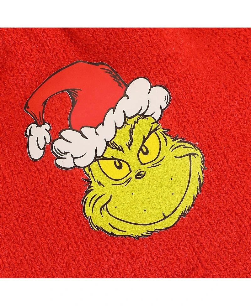 The Grinch Boys All-Over Character Print Youth 2-Piece Knit Beanie and Gloves Set