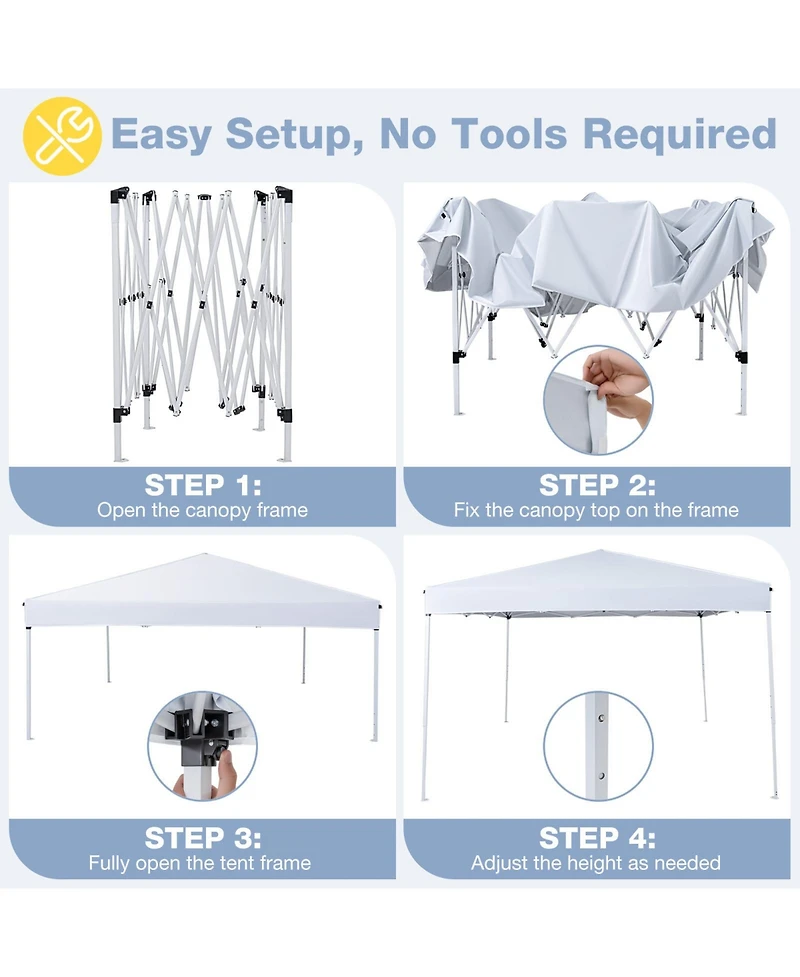 Gouun 10 x 10 feet Pop-Up Canopy Tent with Carrying Bag, 4 Sandbags and 3-Level Height