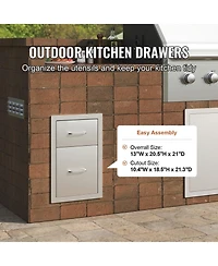 Sugift Outdoor Kitchen Drawers 13in W x 20.4in H x 20.8in D With Stainless Steel Handle