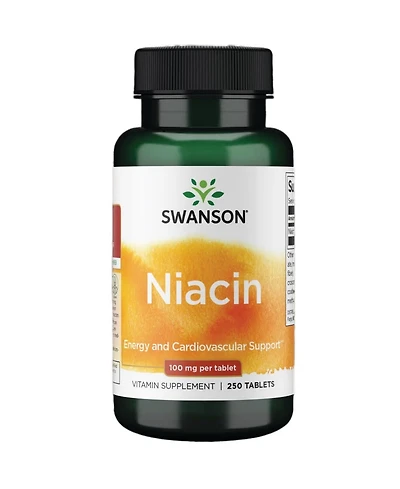Swanson Niacin Vitamin B3 Supplement for Heart Health and Carbohydrate Metabolism Supports quality Energy Production 250 Tablets, 100 Miligram Ne Each