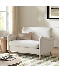 Hulala Home Terren 50.5"W Farmhouse Linen Upholstery Loveseat With Solid Wood Spindle Legs