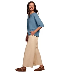 Celtic & Co. Women's and Linen Blend Short Sleeve Swing Top
