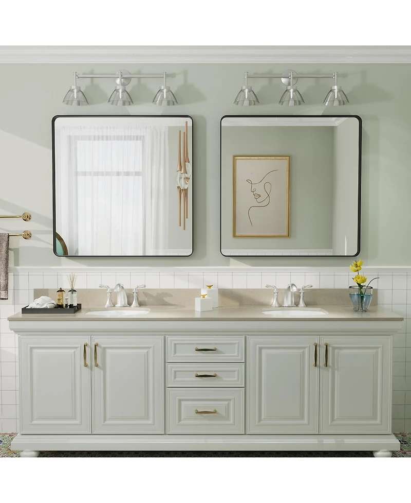 Apmir 30" x 30" High-Strength Tempered Glass and Aluminum Alloy Framed Wall Decor Bathroom Vanity Mirror
