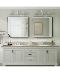 Apmir 30" x 30" High-Strength Tempered Glass and Aluminum Alloy Framed Wall Decor Bathroom Vanity Mirror