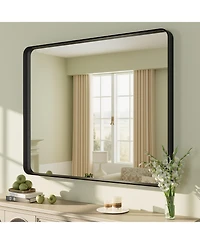 Apmir 32" x 40" High-Strength Tempered Glass and Aluminum Alloy Framed Wall Decor Bathroom Vanity Mirror