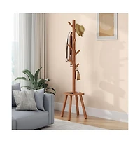 Slickblue Modern Tall Coat Rack with Hooks and Top Shelf for Entryway