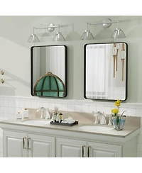 Apmir 16" x 20" High-Strength Tempered Glass and Aluminum Alloy Framed Wall Decor Bathroom Vanity Mirror