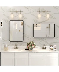 Apmir 16" x 24" High-Strength Tempered Glass and Aluminum Alloy Framed Wall Decor Bathroom Vanity Mirror