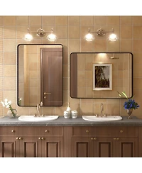 Apmir 22" x 30" High-Strength Tempered Glass and Aluminum Alloy Framed Wall Decor Bathroom Vanity Mirror