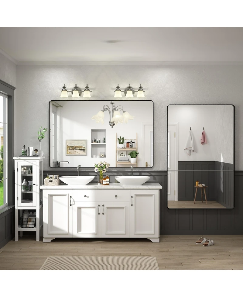 Apmir 55" x 36" High-Strength Tempered Glass and Aluminum Alloy Framed Wall Decor Bathroom Vanity Mirror