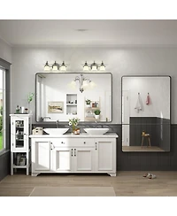 Apmir 55" x 36" High-Strength Tempered Glass and Aluminum Alloy Framed Wall Decor Bathroom Vanity Mirror