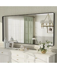 Apmir 60" x 28" High-Strength Tempered Glass and Aluminum Alloy Framed Wall Decor Bathroom Vanity Mirror