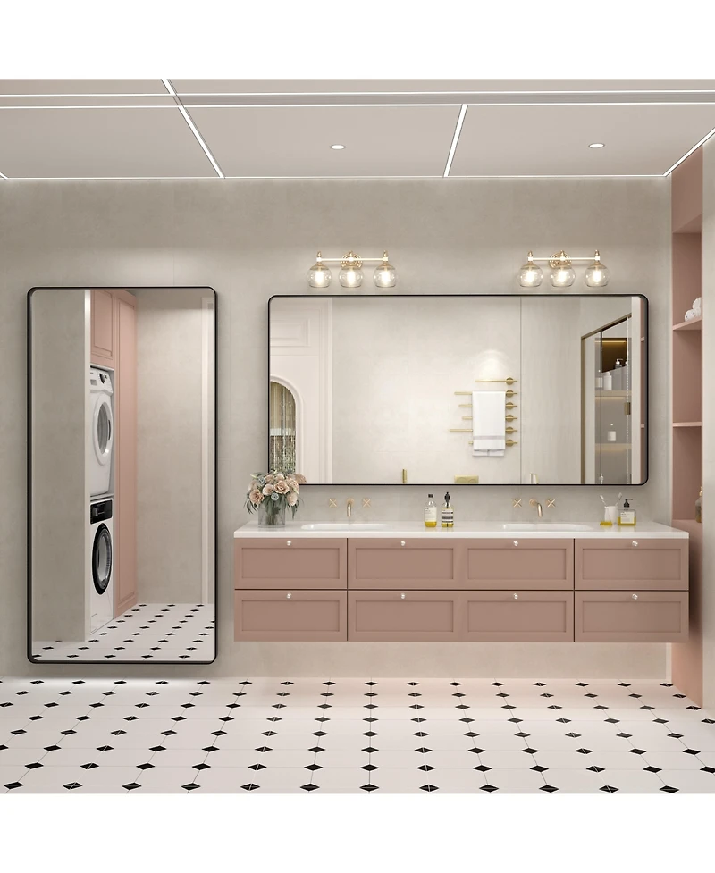 Apmir 72" x 36" High-Strength Tempered Glass and Aluminum Alloy Framed Wall Decor Bathroom Vanity Mirror