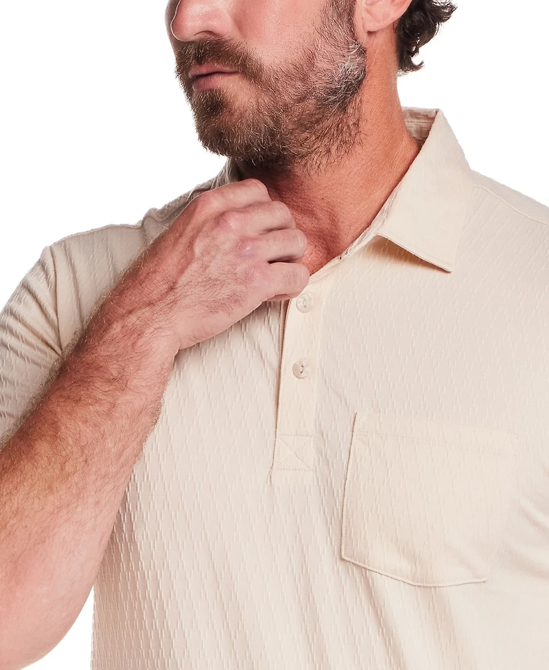 Weatherproof Vintage Men's Diamond Textured Polo Shirt