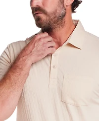 Weatherproof Vintage Men's Diamond Textured Polo Shirt