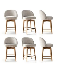 Maison Boucle Set of 6 Swivel Chenille Counter Height Stools, 25.5" Seat Height