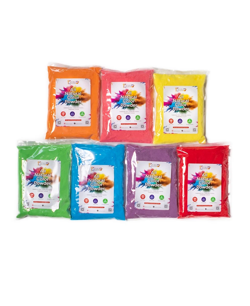 Kulture Khazana Holi Color Powder: 1lb Bags - 7 Pack