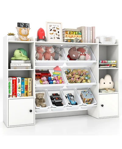 Gouun Kids Toy Storage and Bookshelf with Boxes and Open Shelves