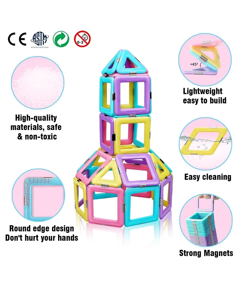 Gnuadz 40PCS Magnetic Tiles Building Blocks Stem Educational Toy Gift